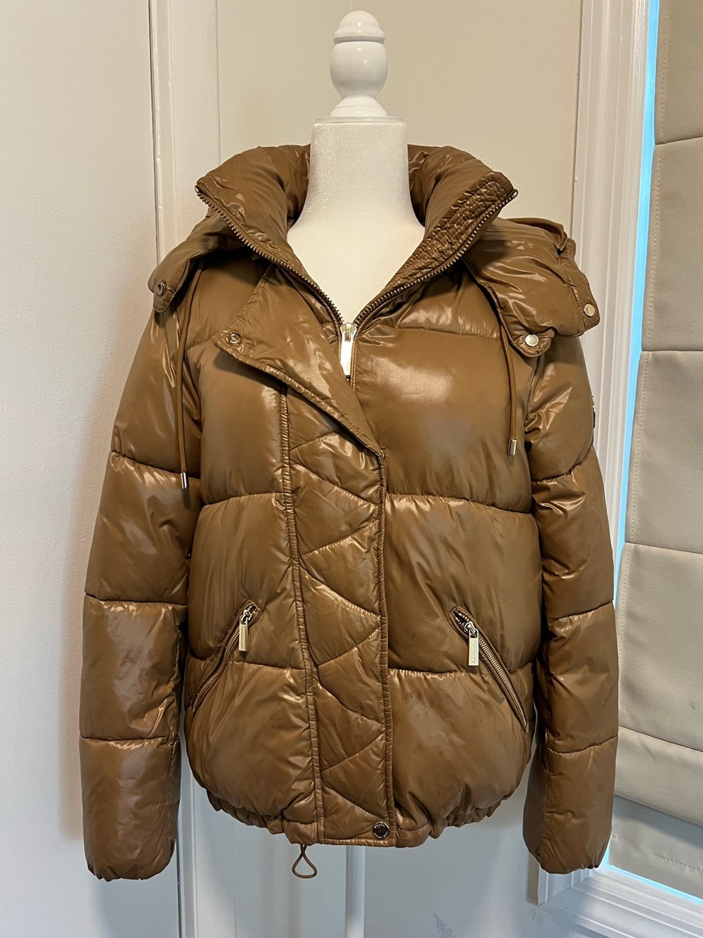 MICHAEL Michael Kors Camel Hooded Puffer Jacket Size S